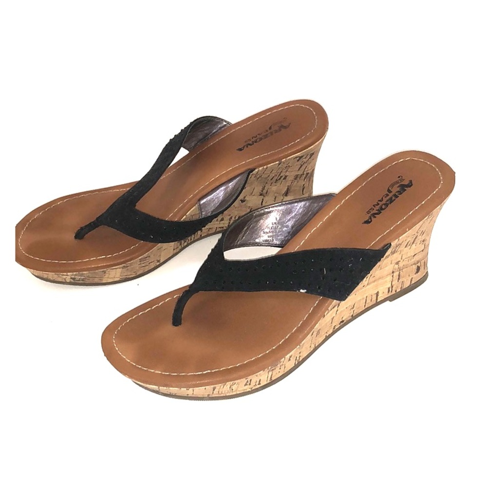 Black Rhinestone Wedges Size 9